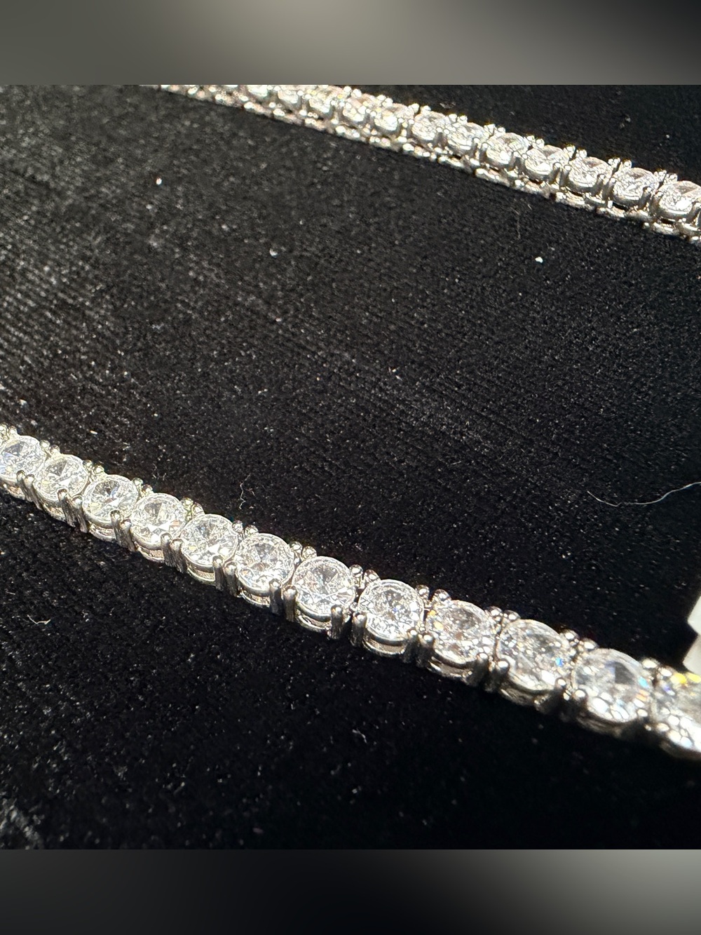 4mm Tennis Necklace 20in 14K White Gold Filled Round CZ Box Clasp. Beautiful!